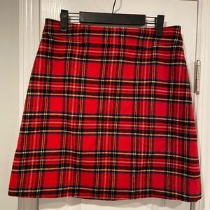 J. Crew Red Plaid A-Line Skirt